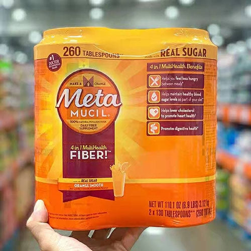 Metamucil 4-in-1 Psyllium Fiber Supplement Powder w/ Real Sugar (Pack of 2)