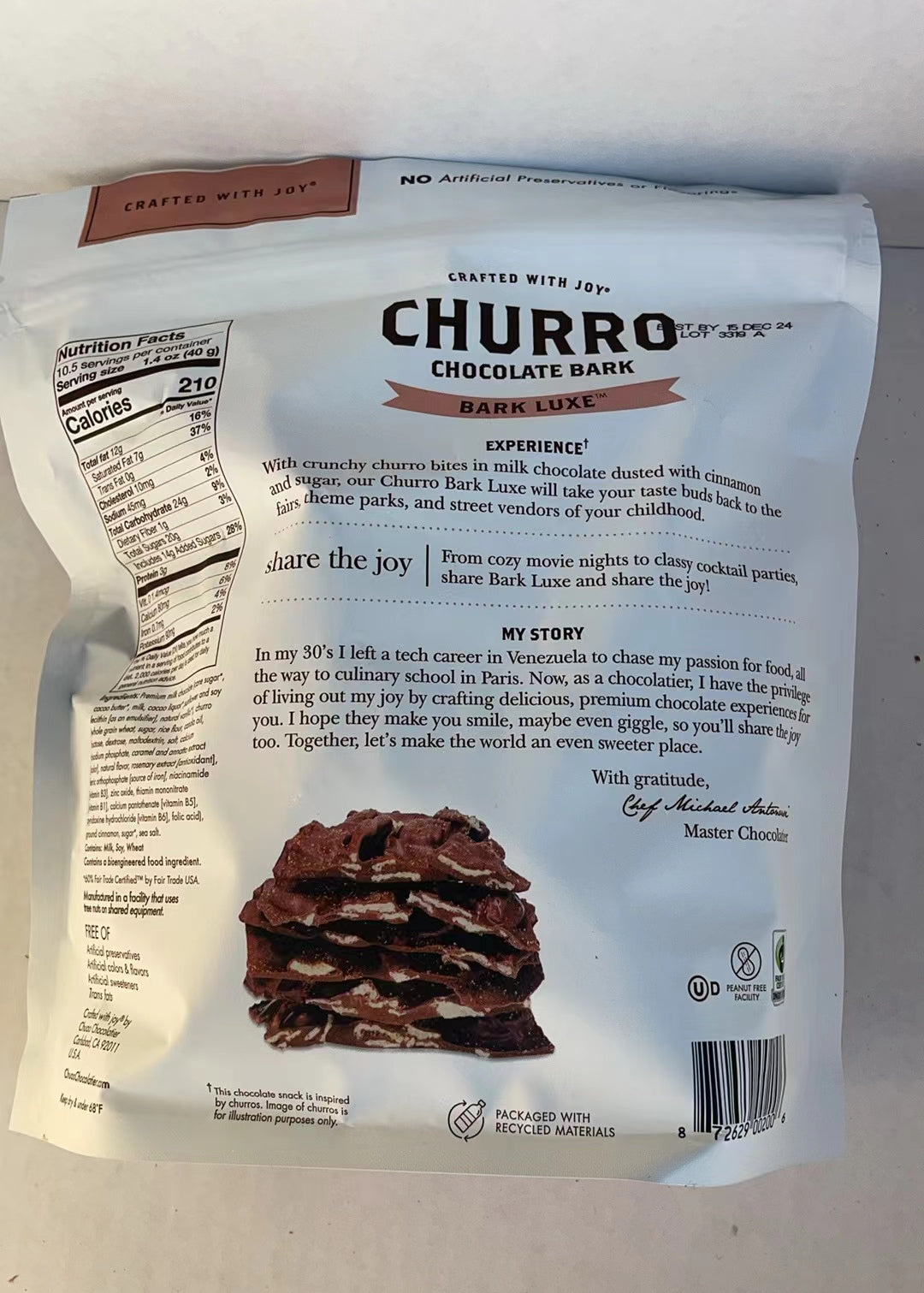 chuao Chocolatier Churro Chocolate Bark Luxe 15 oz/425g