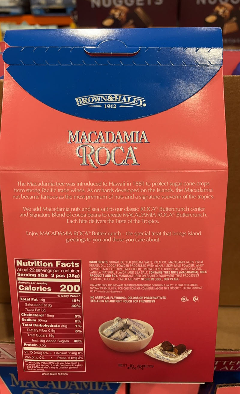 Brown & Haley Macadamia Roca Buttercrunch Toffee 28 Oz EXP 12/2025