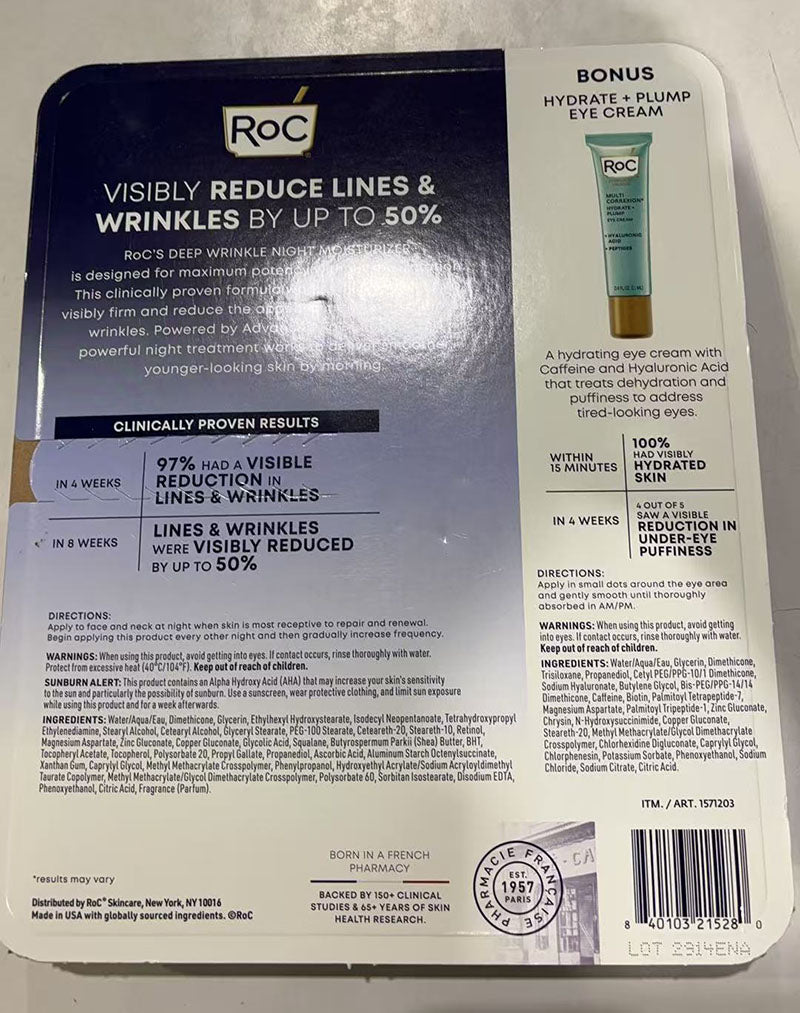 RoC Retinol Correxion Deep Wrinkle Night Cream 2-pack with Bonus Eye Cream