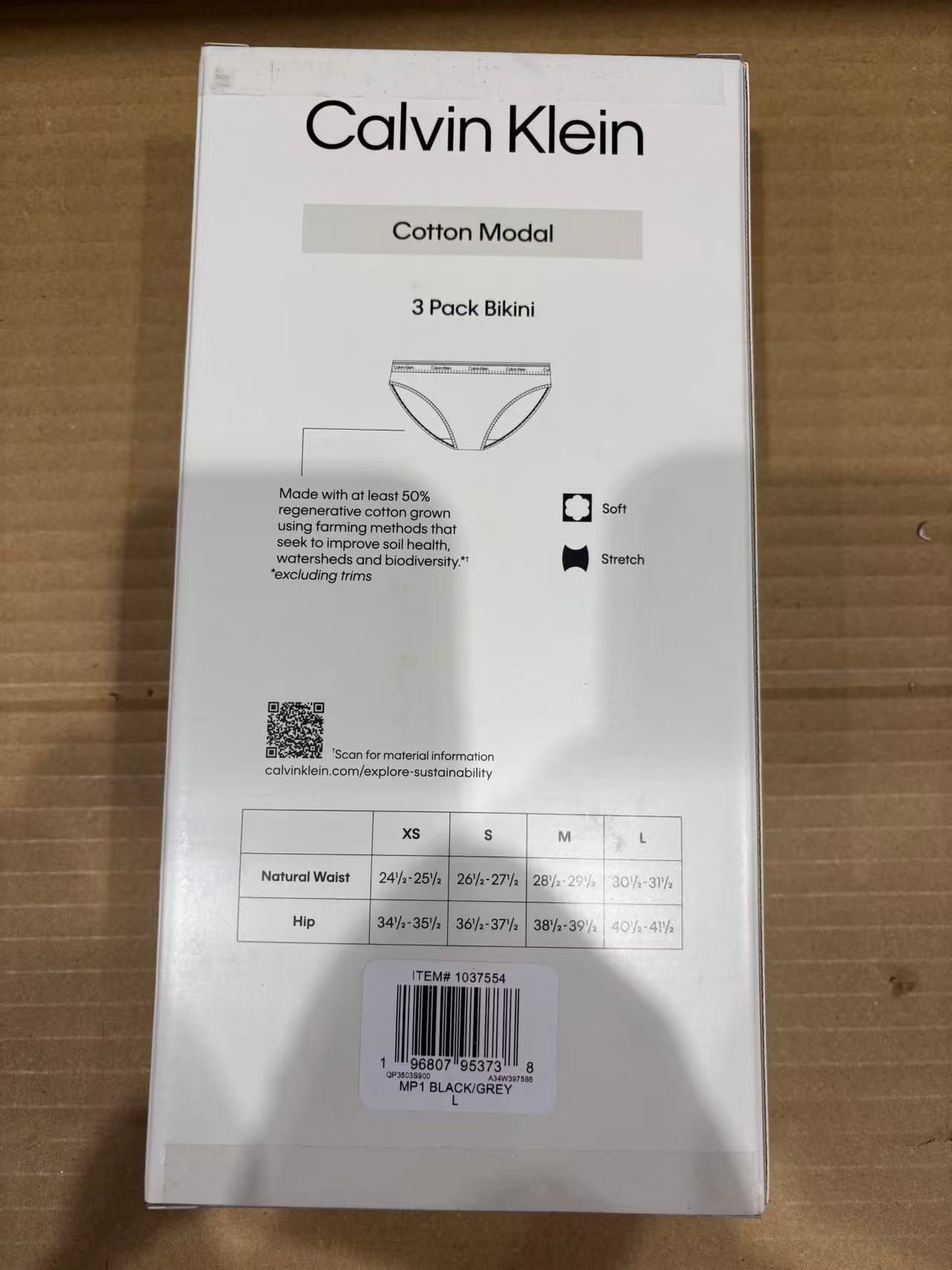 Calvin Klein 3 Pack Cotton Modal Bikini Panties Size L