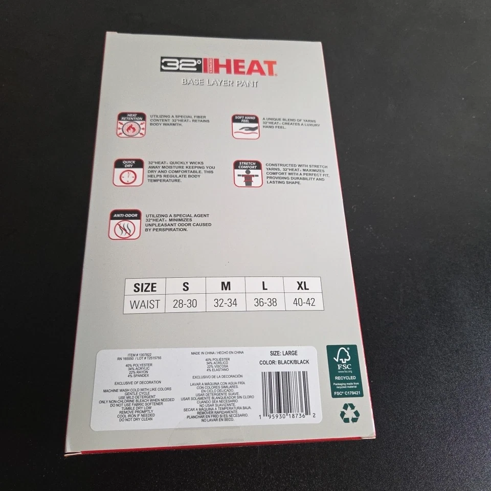 32 Degrees Heat Men's 2 Pk -Base Layer Pant (Size S/XL)