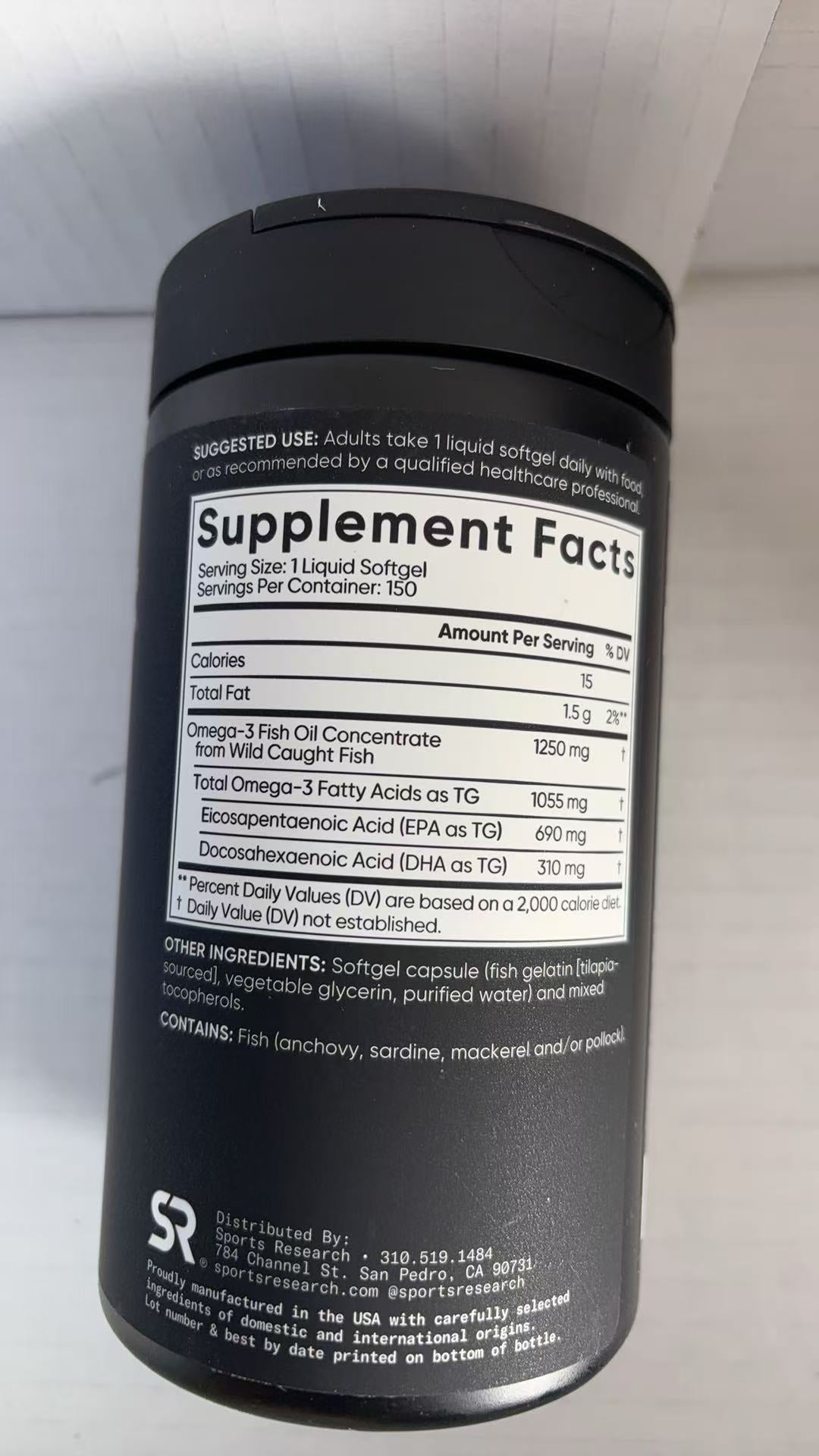 Sports Research Triple Strength Omega-3 Fish Oil, 150 Fish Softgels