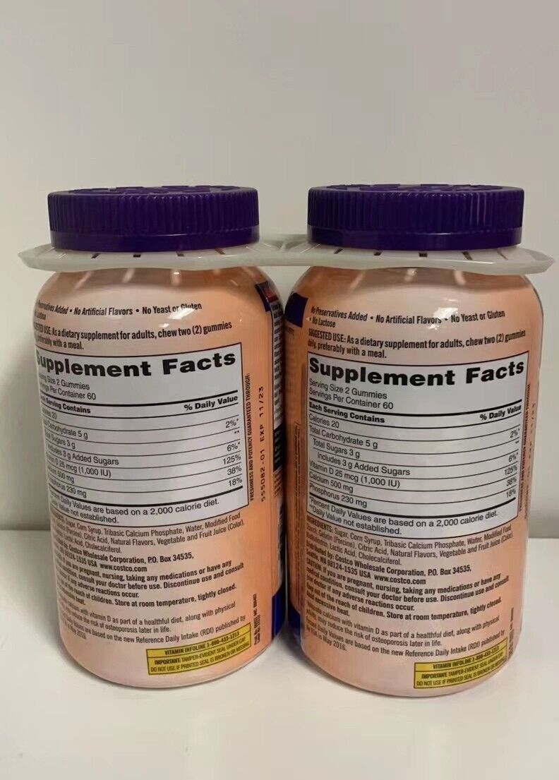 Kirkland Signature Calcium 500 mg with D3, 240 Adult Gummies