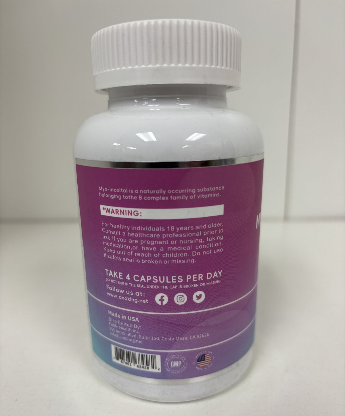 Anoking MYO & D-CHIRO INOSITOL 40:1 Ratio Dietary Supplement 120 Capsules