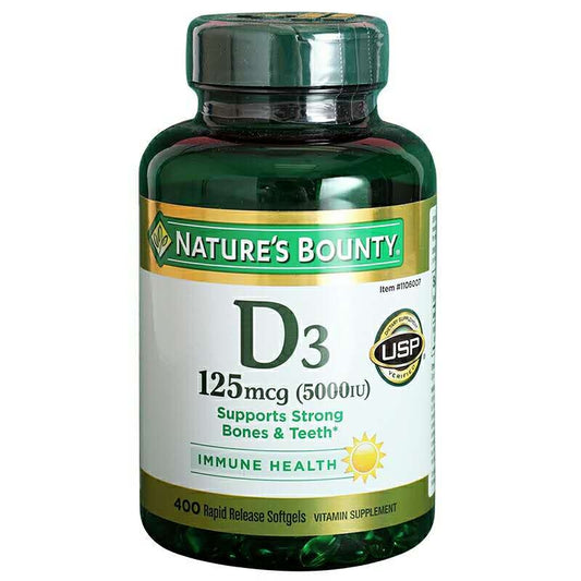Nature's Bounty Vitamin D3 125 mcg, 400 Softgels, Exp. 12/2025