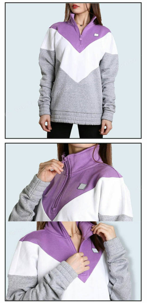 FILA Wonen's Colour Thin Velvet Long-sleeved Pullover Sweatshirt- Blue/Purple
