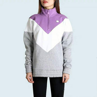 FILA Wonen's Colour Thin Velvet Long-sleeved Pullover Sweatshirt- Blue/Purple