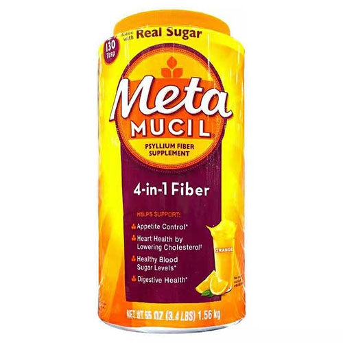 Metamucil 4-in-1 Psyllium Fiber Supplement Powder w/ Real Sugar (Pack of 2)