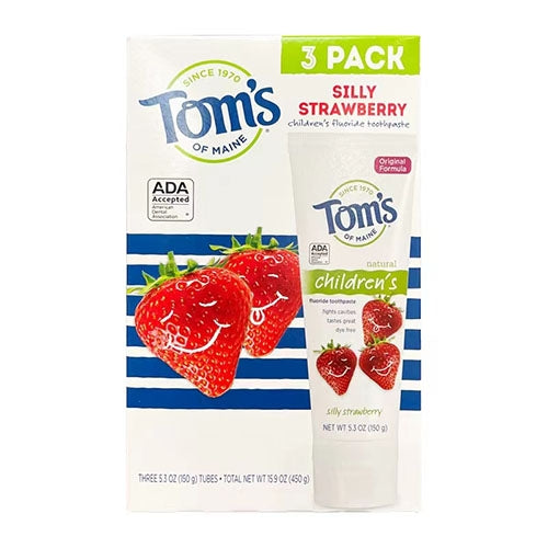 Tom's of Maine Children's Natural Fluoride Toothpaste-3 Pack Silly Strawberry