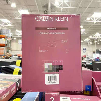 Calvin Klein Women's 2-Pack Microfiber Lightly Lined Wirefree Bra Set -M/L/XL