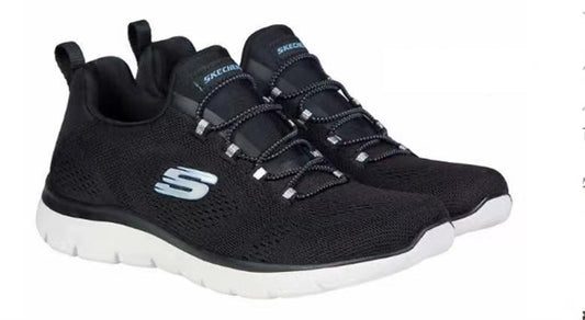 SKECHERS Women's Air-Cooled Memory Foam Washable Slip-on Sneakers Black/Grey