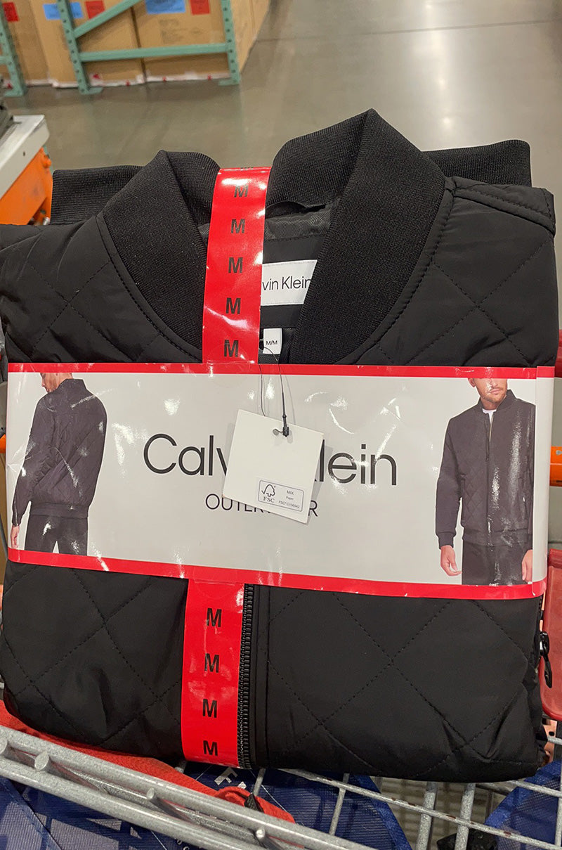 Calvin Klein Men's Quilted Zip Baseball Bomber Jacket /Outerwear -Black/Green