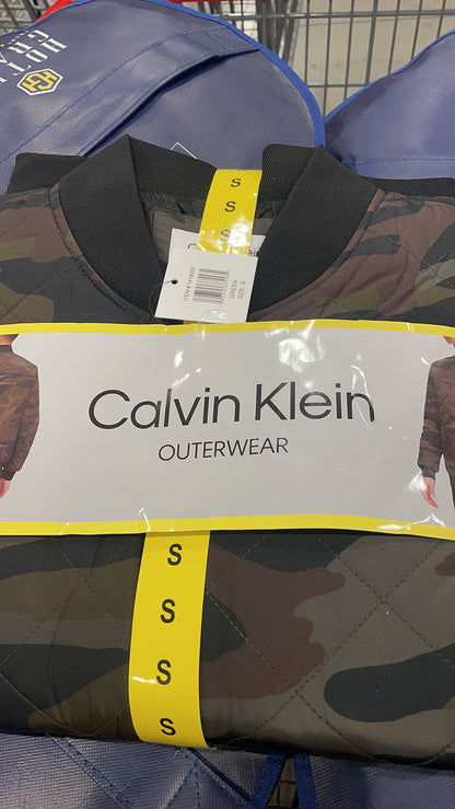 Calvin Klein Men's Quilted Zip Baseball Bomber Jacket /Outerwear -Black/Green