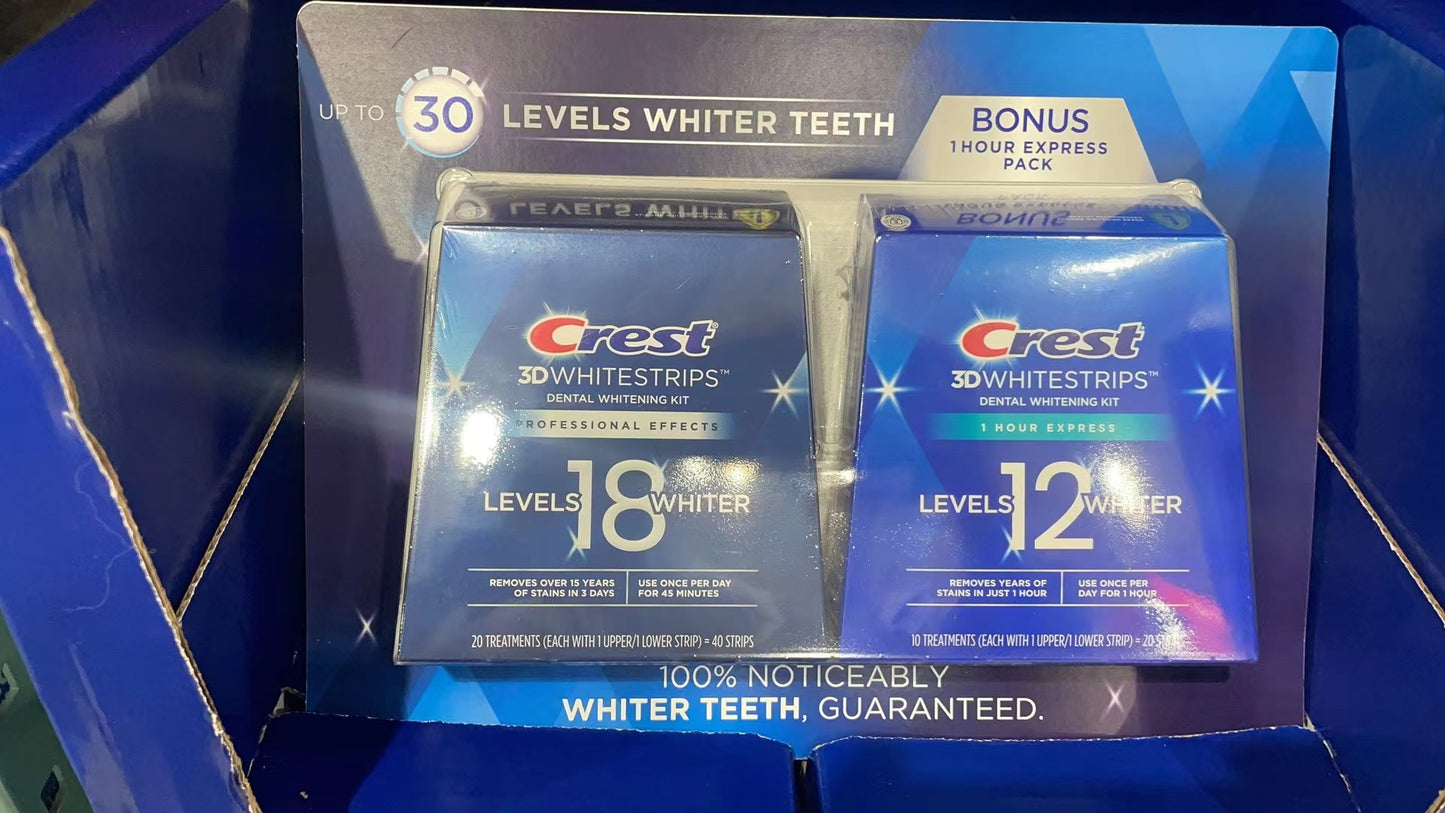 Crest 3D Whitestrips Dental Whitening Kit-20+10 Treatments (40+20 Strips)