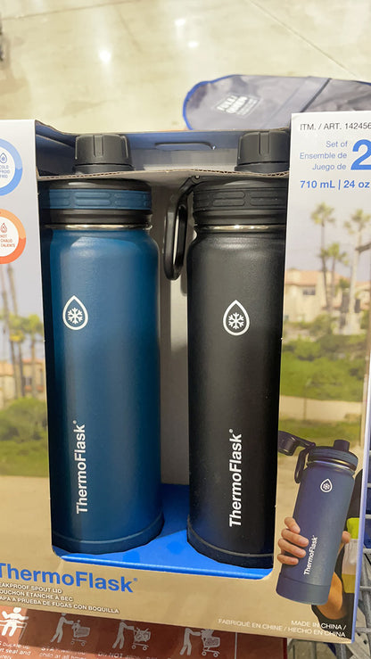 ThermoFlask Double-Wall Stainless Steel Vacuum Bottle 24oz /2-pack Leakproof