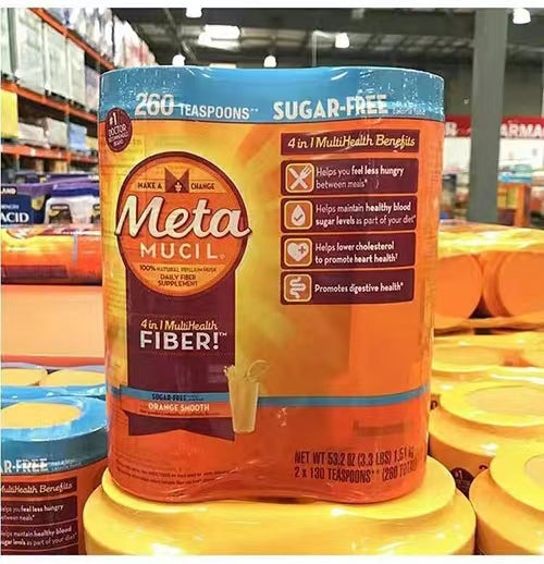 Meta Mucil Sugar Free Fiber Supplement Smooth Powder, Orange - 260 Teaspoons