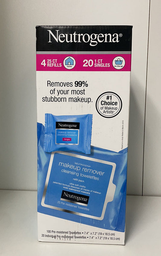 Neutrogena Makeup Remover Wipes and Face Cleansing Towelettes, 100+20 Count