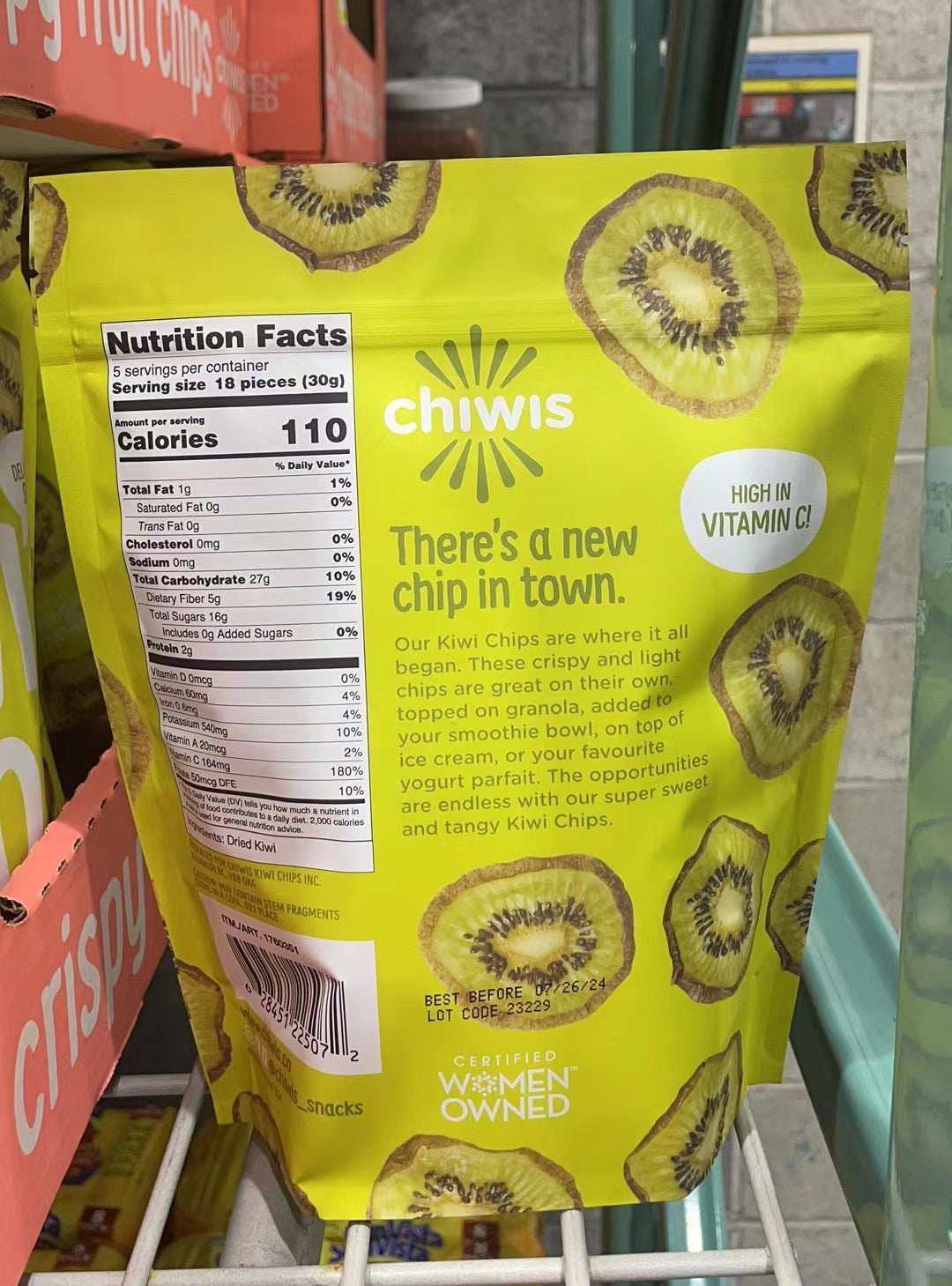 Chiwis Dried Kiwi Chips 5.29Oz 150g Gluten Free EXP 07/26/24