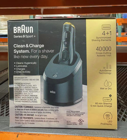 Braun Series 9 Sport+ Shaver Clean & Charge System - 9320cc, Black