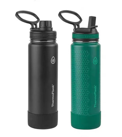 ThermoFlask Double-Wall Stainless Steel Vacuum Bottle 24oz/2PK 2 Different Lids