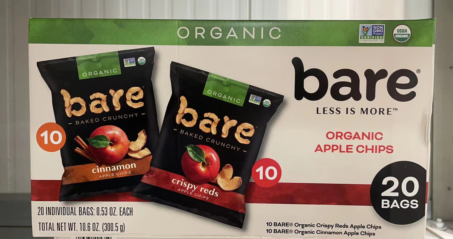 Bare Baked Crunchy Organic Crispy Reds & Cinnamon Apple Chips 10.6 oz/ 20 Bags