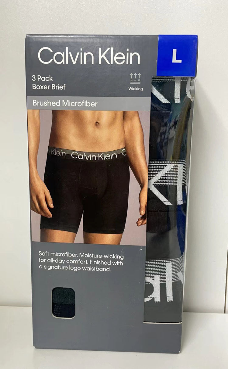 Calvin Klein Men's Boxer Brief Soft Brushed Microfiber-3 Pack/ Size L