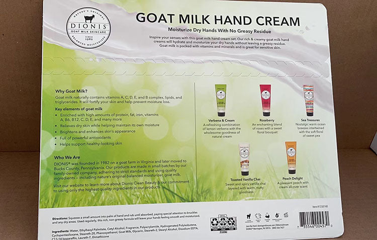 Dionis Goat Milk Hand Cream Set Hydrate & Moisturize Dry - 5 Pack/1 oz/28g each