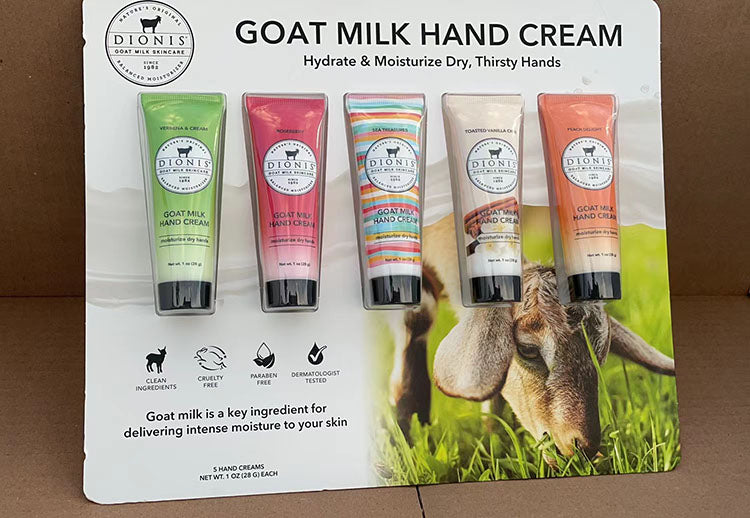 Dionis Goat Milk Hand Cream Set Hydrate & Moisturize Dry - 5 Pack/1 oz/28g each