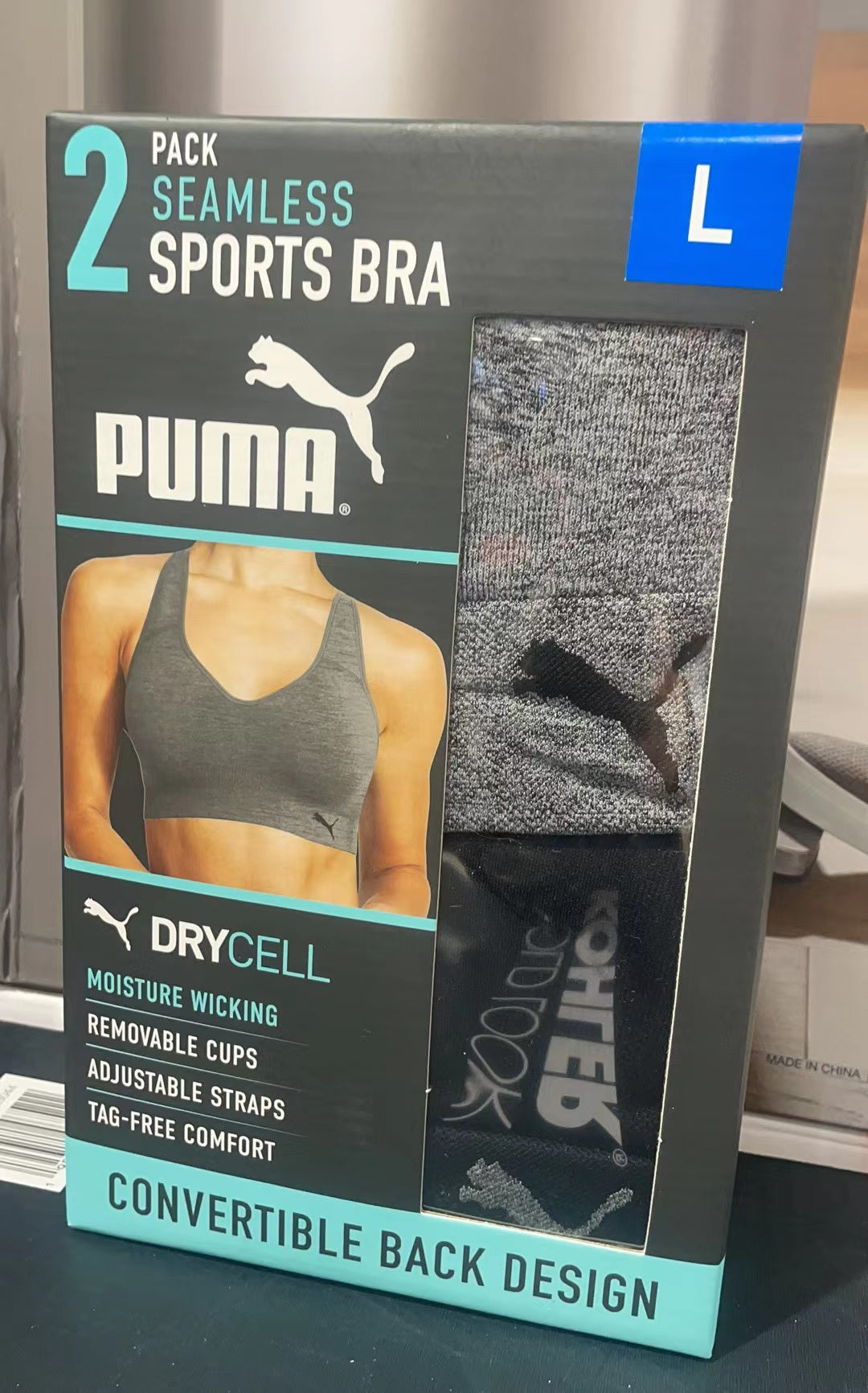 Puma 2 Pack Ladies' Seamless Sports Bra , Convertible Back Design
