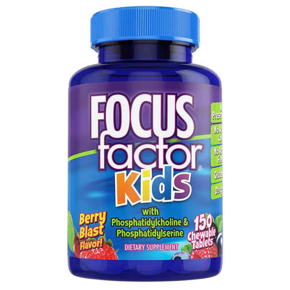 Focus Factor Kids 150 Chewable Berry Blast Brain Fuel Multi Tablets EXP 04/2026
