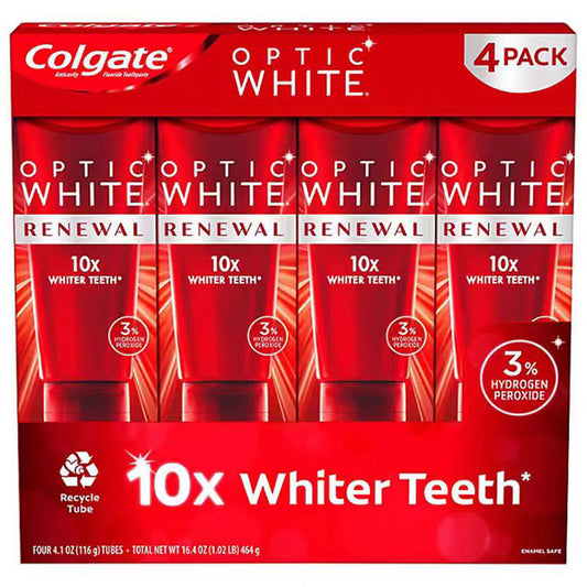 Colgate Optic White Renewal 10x Whiter Teeth Toothpaste-4 Pack*4.1oz /116g Each