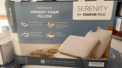Serenity By Tempur-Pedic Memory Foam Pillow Standard 24in x 16in-1 Pack