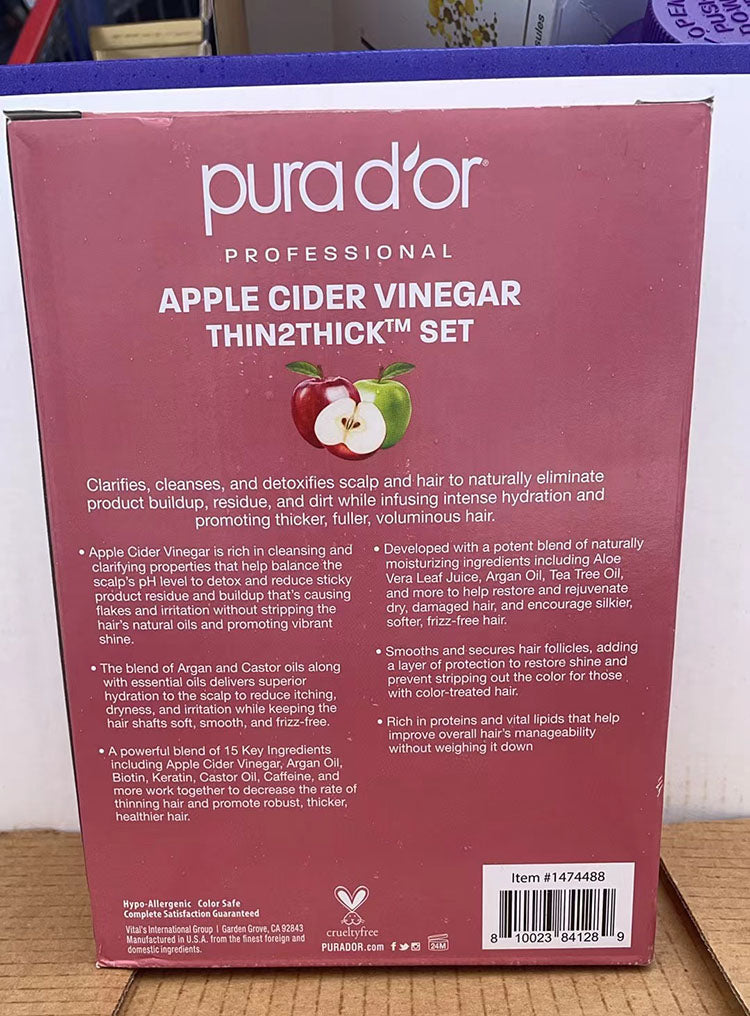 Pura D'or Apple Cider Vinegar Thin2Thick Shampoo & Conditioner 24 oz/709 ml