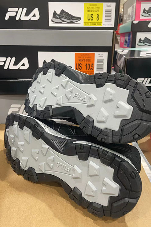 FILA Quadrix Men's Hiking Trail Shoes Sneakers Black/Grey - US Size 8-13