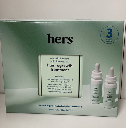 Hers Hair Regrowth Treatment For Women-3 Pack 2oz/60mL Minoxidil Topical 2%