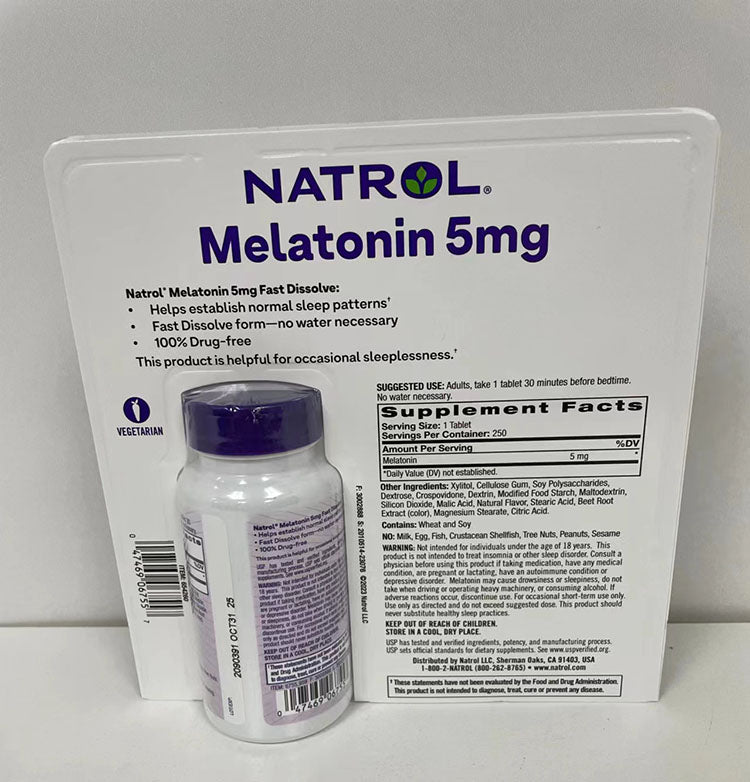 Natrol Melatonin 5 mg Sleep Aid 250 Fast Dissolve Tablets (Strawberry Flavor) EXP 01/2026