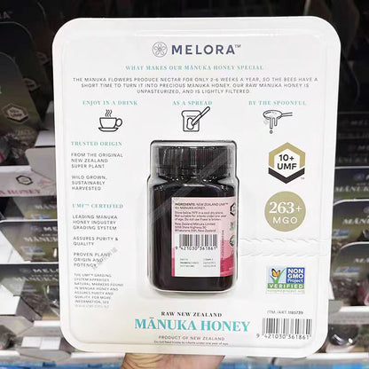 MELORA Raw New Zealand Manuka Honey UMF 10+ MGO 263+ (17.6oz / 500g)