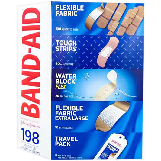 Band-Aid Brand Assorted Adhesive Bandages-Value Pack 198ct (4 Boxes+1 Pack )