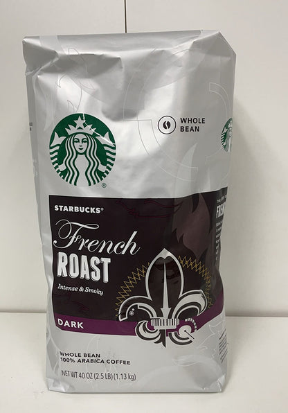 STARBUCKS French Roast DARK Whole Bean 100% Arabica Coffee 40 oz / 2.5 lb