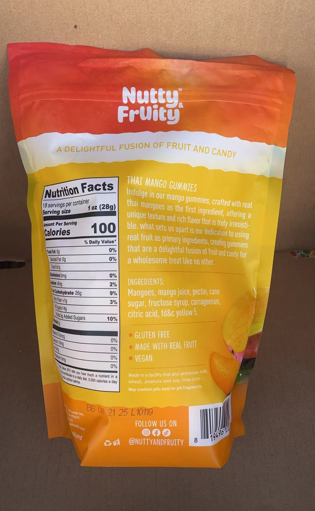 Nutty & Fruity Thai Mango Gummies, 18 OZ / 510g