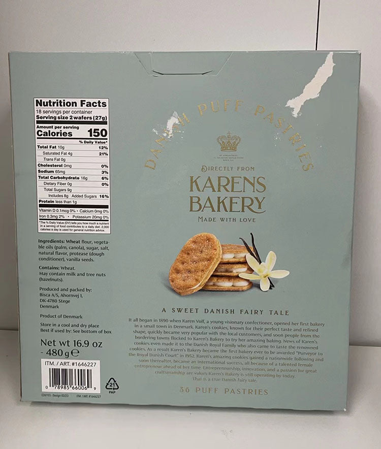 Karens Bakery Danish Puff Pastries,layers of With Vanilla crème filling | 16.9oz