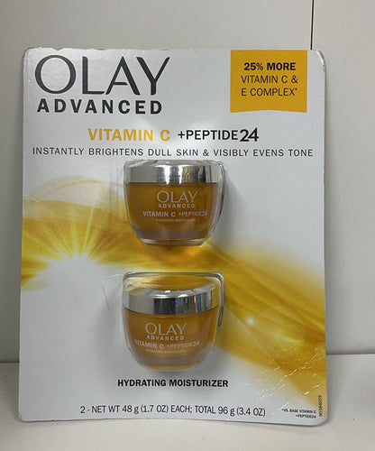 OLAY Advanced Vitamin C + Peptide 24 Hydrating Moisturizer- 2 pack 1.7 oz each