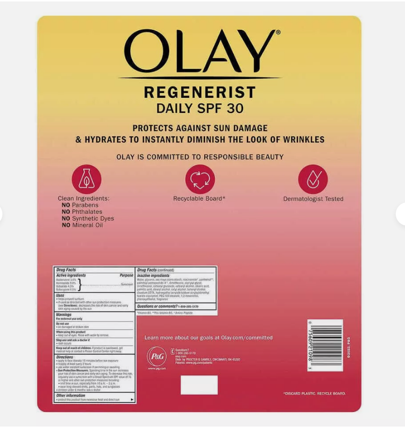 Olay Regenerist Hydrating Moisturizer With Sunscreen SPF30-2 Pack / 1.7 FL OZ