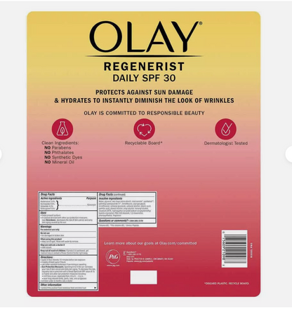 Olay Regenerist Hydrating Moisturizer With Sunscreen SPF30-2 Pack / 1.7 FL OZ