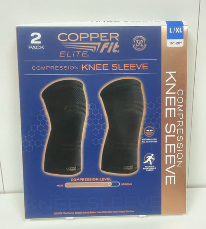 Copper Fit Elite Compression Knee Sleeve-2Pack L/XL (16"-20")