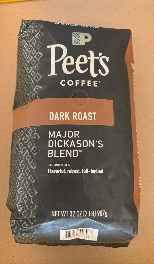 Peet's Coffee Dark Roast Whole Bean, Major Dickason's Blend (3/ 907g EXP 03/2025