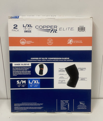 Copper Fit Elite Compression Knee Sleeve-2Pack L/XL (16"-20")