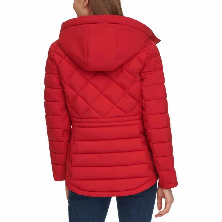 Tommy Hilfiger Ladies' Quilted Mixed Media Jacket - RED/BLue/White (Select Size: S-XXL)