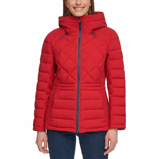 Tommy Hilfiger Ladies' Quilted Mixed Media Jacket - RED/BLue/White (Select Size: S-XXL)